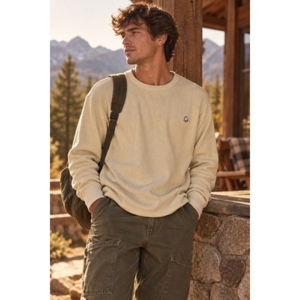 Billionaire Boys Club Flagship Exclusive Waffle Knit Thermal Shirt Tan Mens L